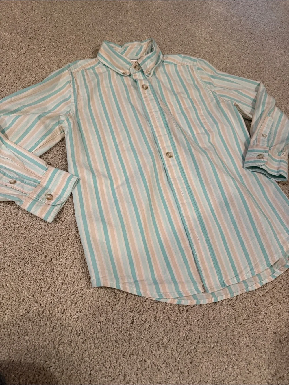 Gymboree Boy’s Striped Button-Up Shirt - Light Blue & White, size